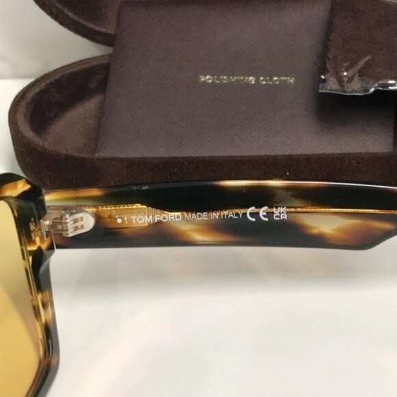 New Authentic Tom Ford TF1153 52E “Redford” Sunglasses – Dark Havana with Yellow - Picture 11 of 11